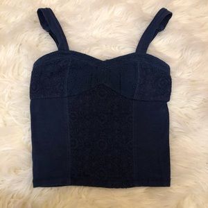 Navy crochet crop top